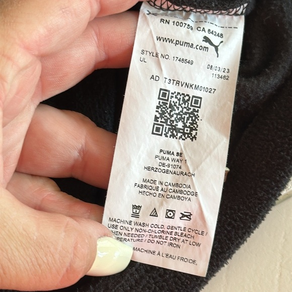 5/6 Puma fleece zip up long sleeve fall jacket sweater, black boy or girl - Picture 7 of 8